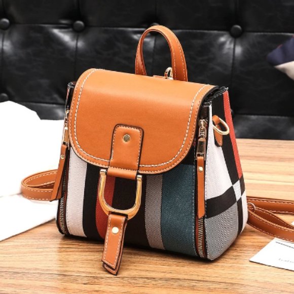 Women Backpack with Free Gift Multiple Using Women Grid Backpacks Female School